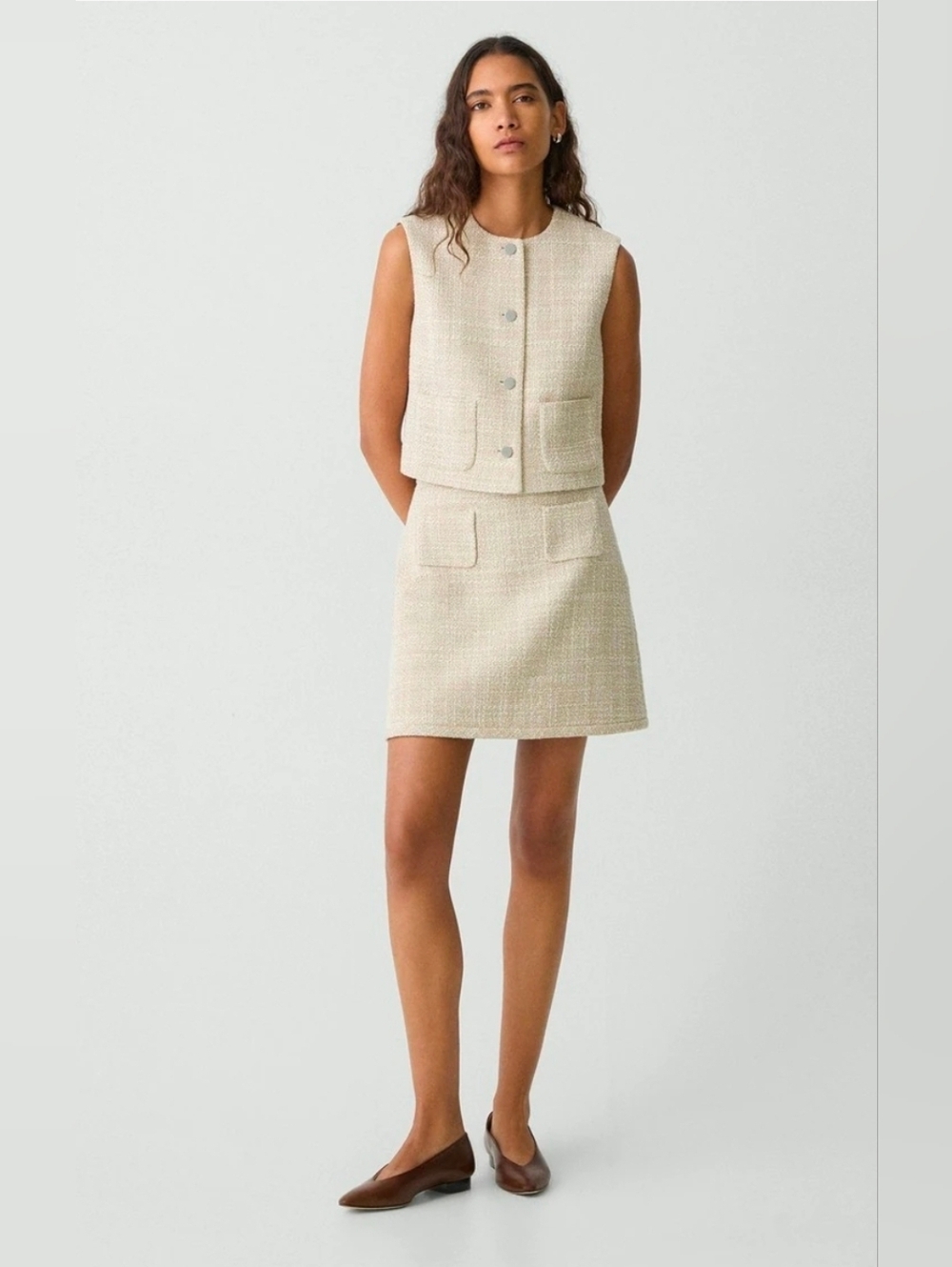 Theory Cream Tweed Mini Skirt